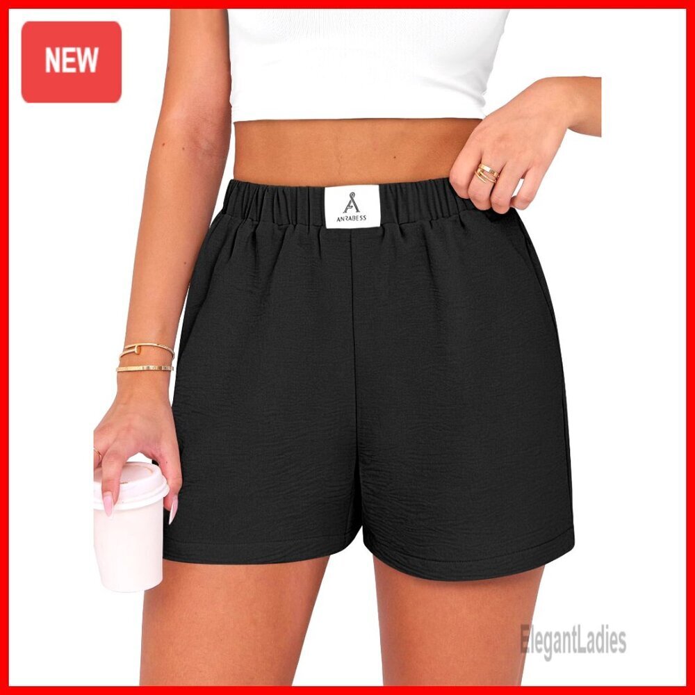 High Waist Wide Leg Shorts, 100% Polyester, Pockets, Beach Cover Up
